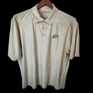 Nike Golf Purdue University Polo Shirt XL Tan DRI-FIT Short Sleeve NCAA